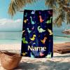 Serviette de plage ultra-douce personnalisée avec thème Dinosaure, Idéale pour la piscine - Camping, Plongée - Essentiel de voyage parfait, Serviette de plage vibrante.