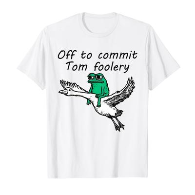 Funny Meme Frog and Goose Weirdcore Off To Commit Tomfoolery T-shirt Men Women 100% Cotton T Shirts Short Sleeve Tops 0806-1