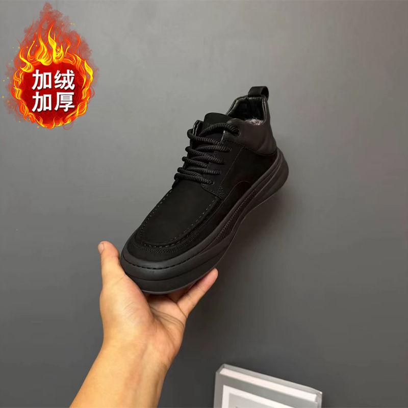 

Мужская обувь 2025 года, весна и осень, повседневная кожаная обувь, универсальная, британская, мягкая, на платформе, красивая, модная, ретро, широкая, модная 43