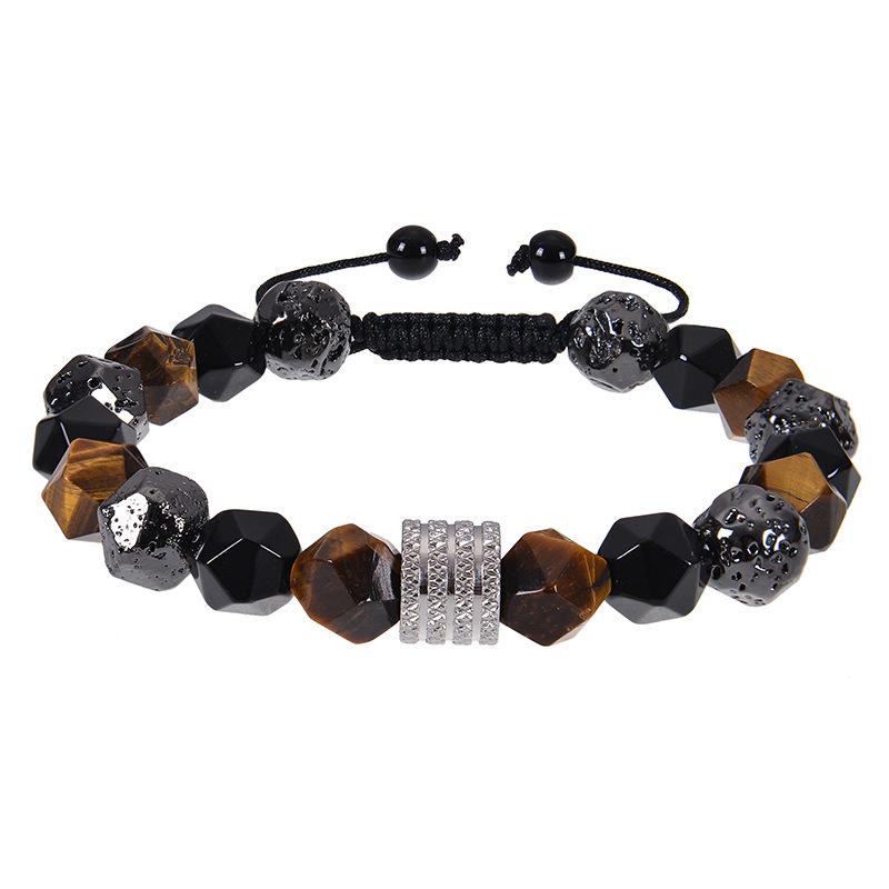 JYL TS Bracelet Couple Magnetic Heart Beaded Strengthens Bond & Emotional Unity Faceted Tiger Eye - Braided