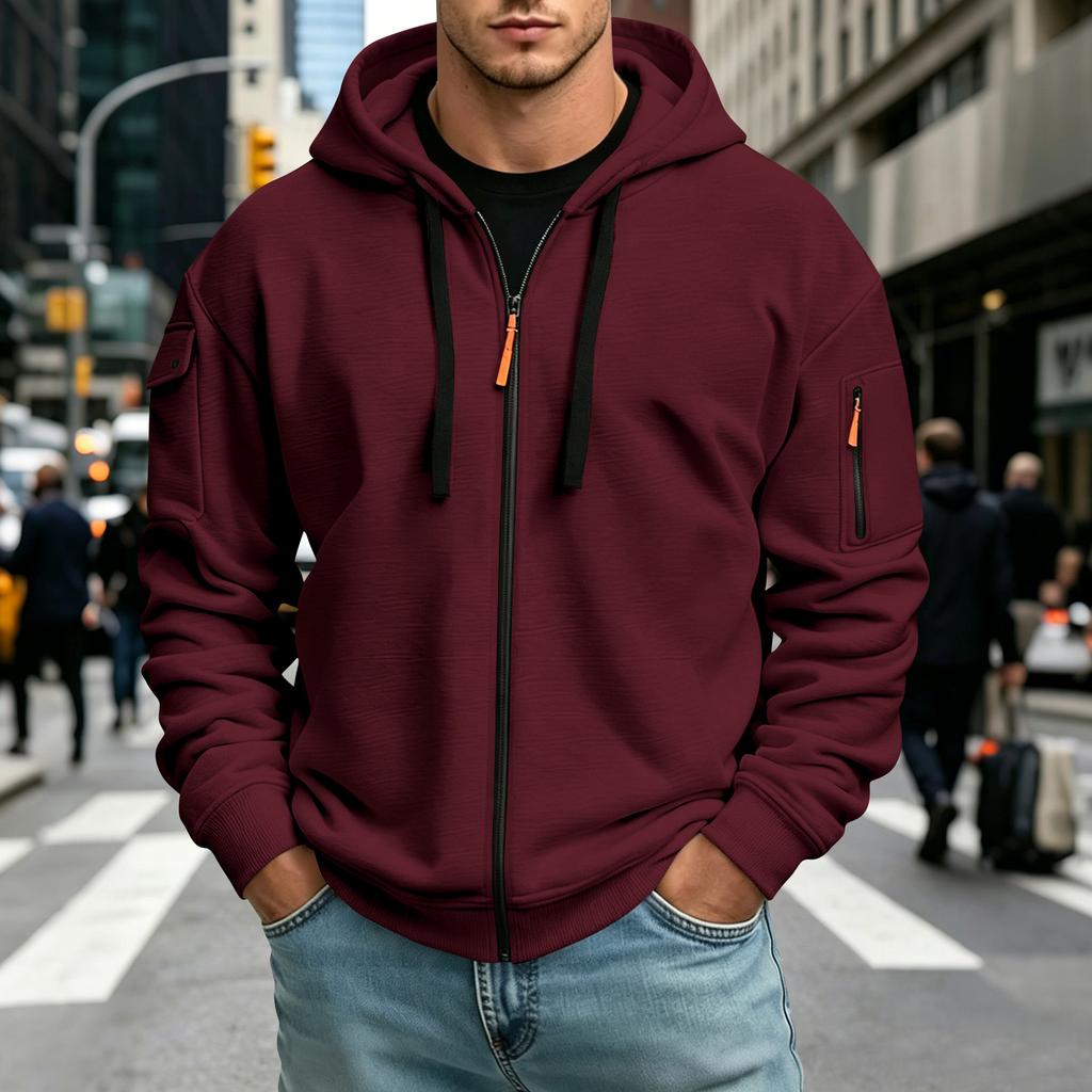 Men's Color Hoodie Long Sleeve Casual Pullover Sweatshirt for Everyday Wear