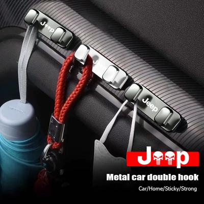 Jeep Car Hooks Phone Holder Stable Hanging Double Hook For Jeep Wrangler JK Gladiator Renegade Grand Cherokee Avenger Recon Libe