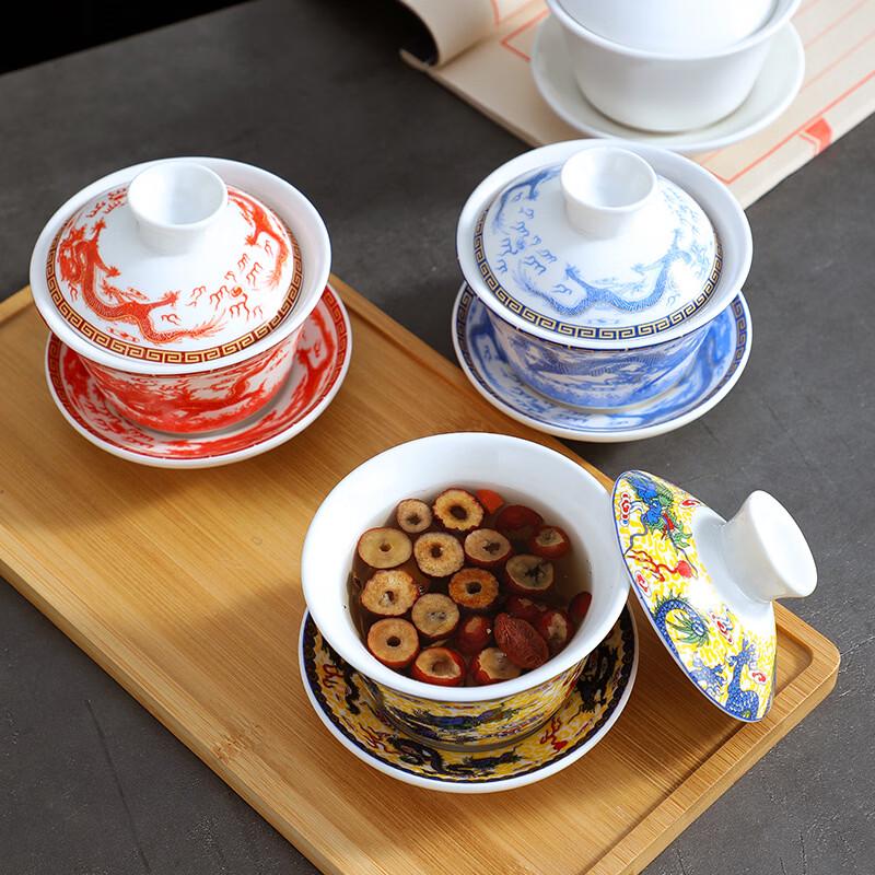 ZISIZ Double Dragon Ceramic Tea & Soup Bowl