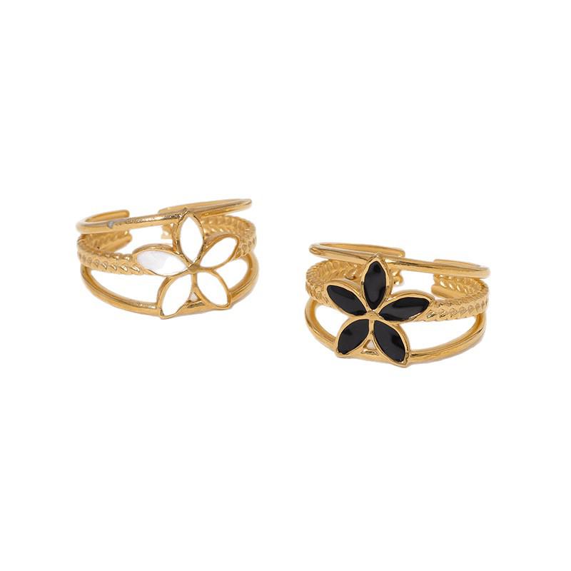 Hot-Selling 18k Gold Titanium Steel Floral Ring - Versatile Women's Fashion Jewelry