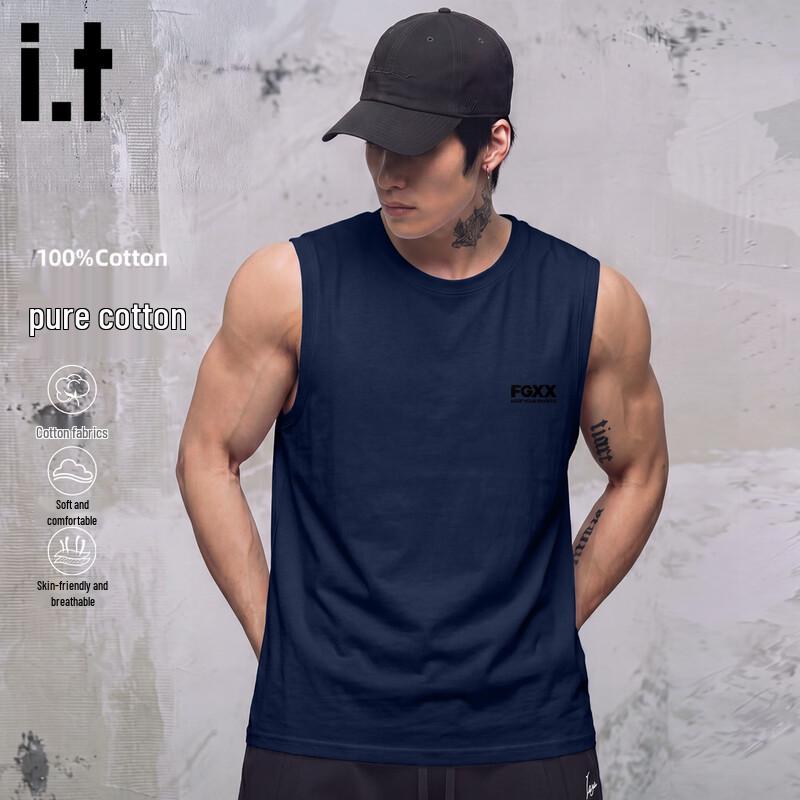 Fingercroxx Men s Cotton Casual Tank Top 5XL темно-синий