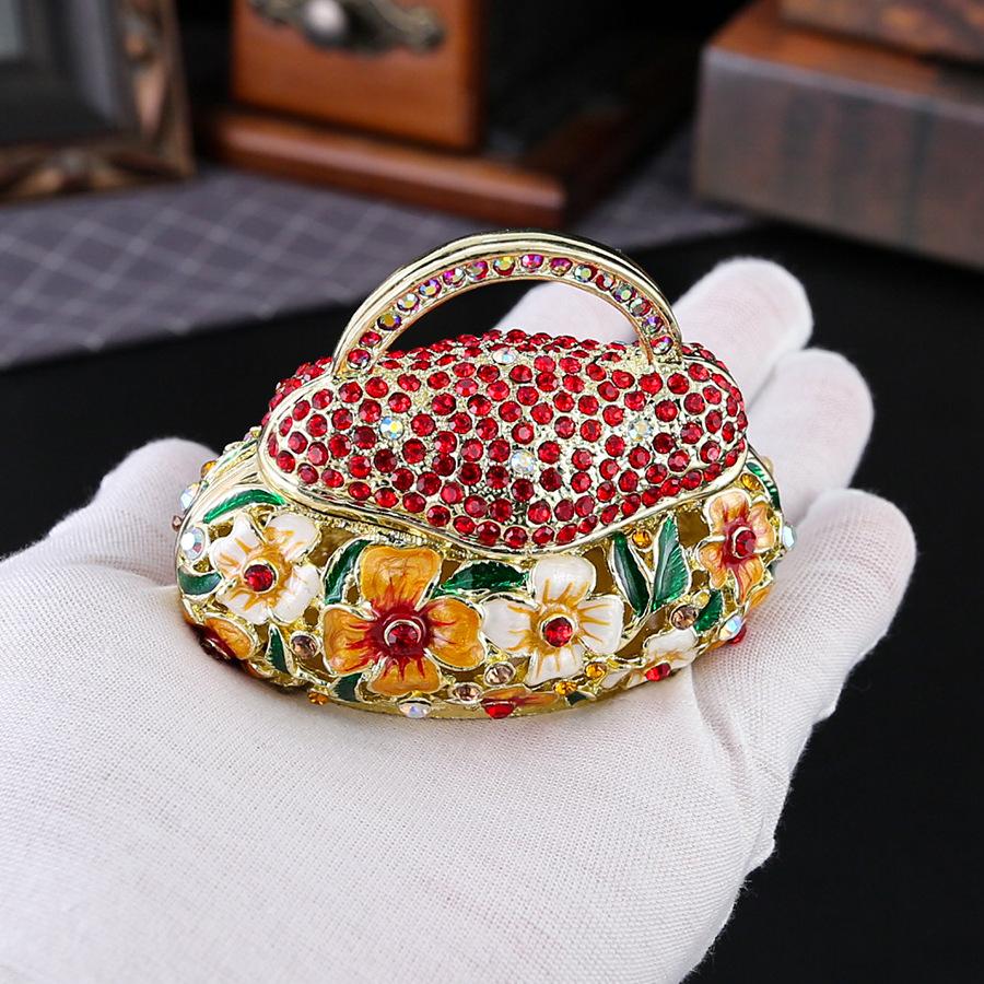 Explosiva metall cloisonné-hantverk Kinesisk emaljerad smyckeskrin kreativ heminredning blomkorg väska småprylar