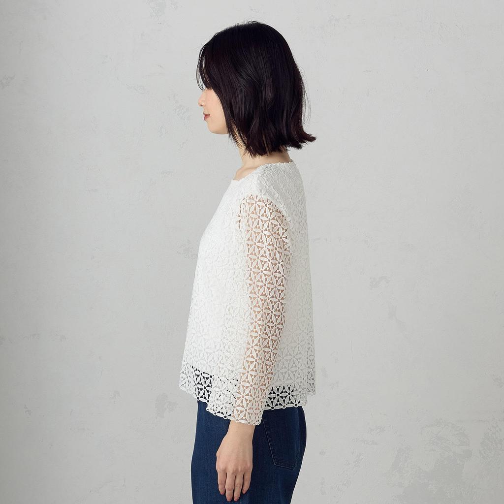 Comme Ca Ism Chemical Lace Pullover F White 12-90CK01-205