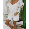 IHUASU Women's Fashion Casual Solid Color Print Long Sleeve  Blouses & Shirts