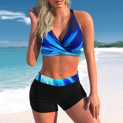 Women's Halter Bikini Tankini Swimsuit Oil On Canvas Print Swimsuit