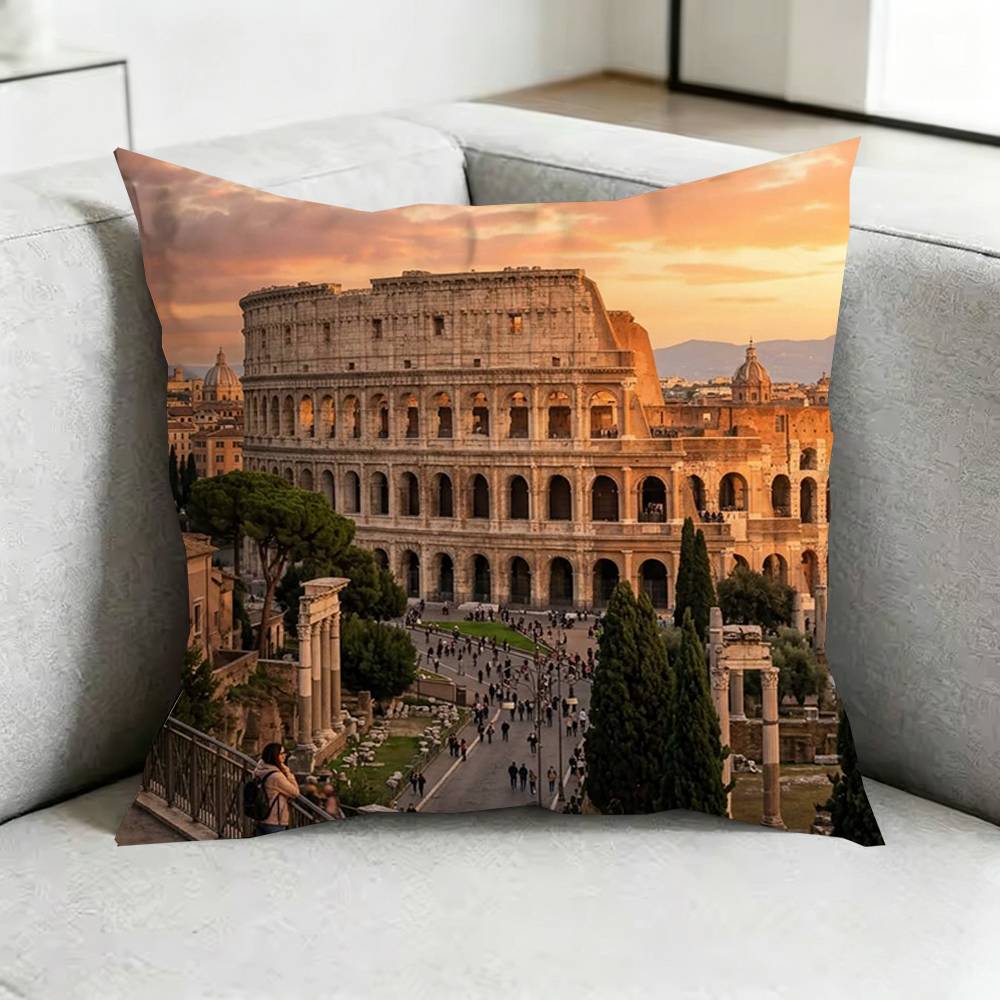 The ColosseumM RomeE Pillow Case Square DoubleSided Sofa Cushion Cover Bedroom Bedside Pillow Gift