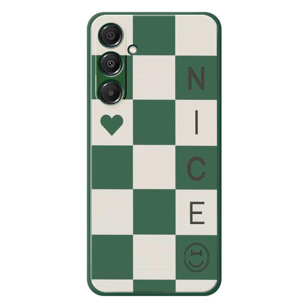 

For Samsung Galaxy A16 5G/4G Case Grids Pattern Printing Straight Edge TPU Phone Back Cover Green