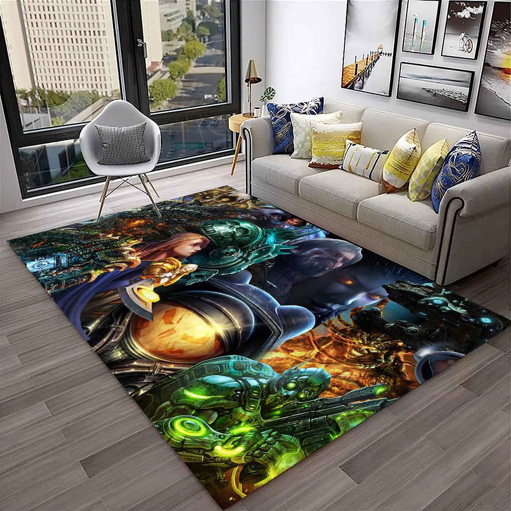 3D Retro Spiel StarCraft Gamer Teppich Teppich für Zuhause Wohnzimmer Schlafzimmer Sofa Fußmatte Dekor, Kinder Spielbereich Teppich Rutschfeste Bodenmatte