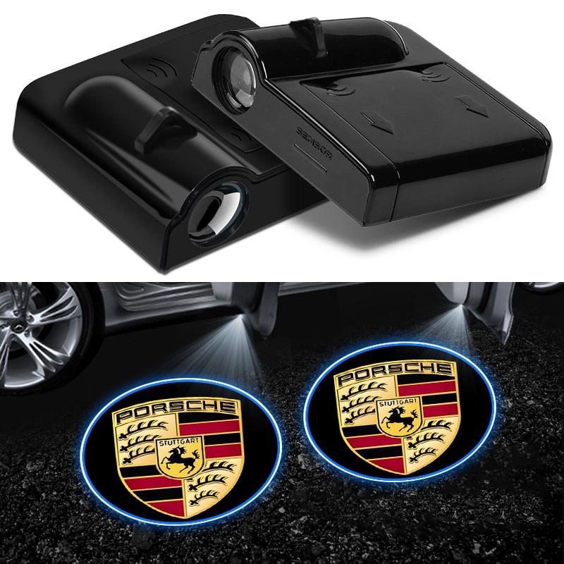 2Pcs Car Door Emblem Light LED Welcome Lamp Wireless Laser Projector For Porsche Boxster Cayenne Panamera Macan Cayman 911 918 996 917 991