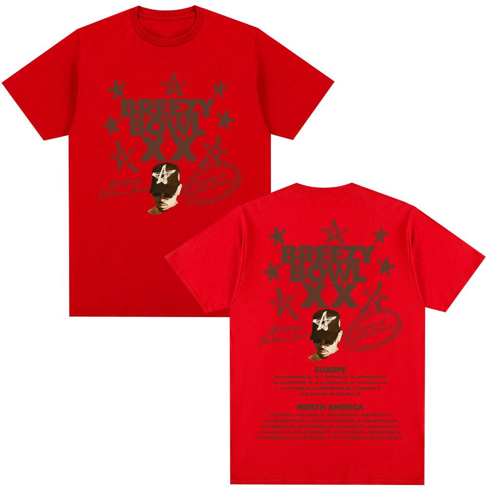 Chris Brown Breezy Bowl XX Tour 2025 Tshirts Men Women Hip Hop Summer T Shirts Oversized Cotton Tshirt Fans Gifts Streetwear S
