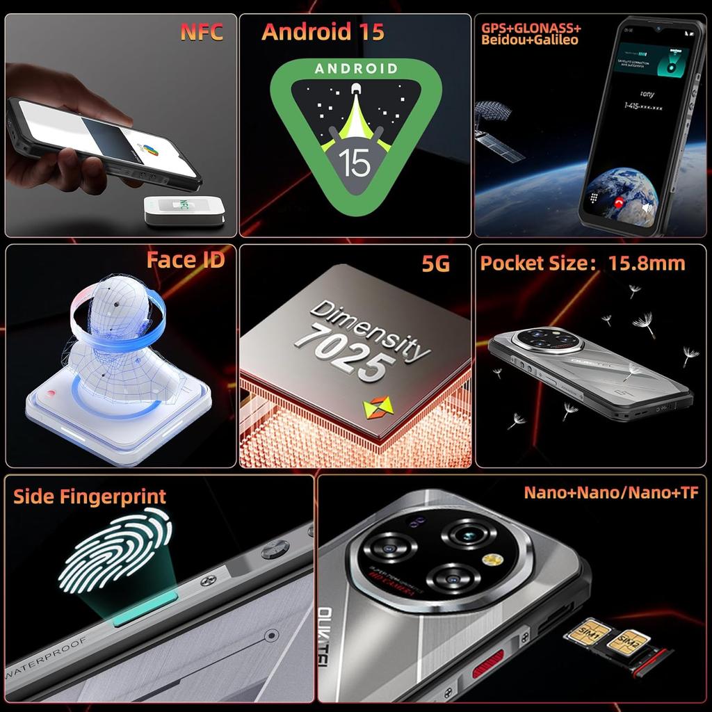 OUKITEL WP62 5G Cellhone 24GB+256GB 11000mAh 6.58" Display 108MP Android 15