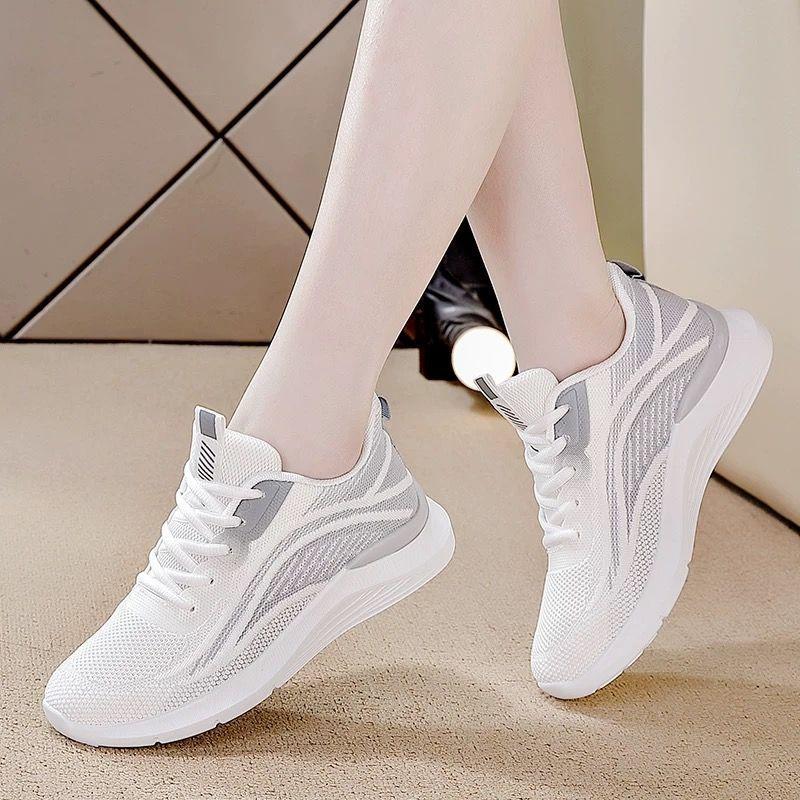 Whit Mesh Breathable Shoes for Women Summer Lace Up Woman Footwear Cotton Light Vulcanized Shoe Original Korean Walking Casual