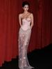 Strapless Sequin Bodycon Gown - Sparkling Floral Design, Sleek European & American Style Dress for Women.