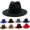 Retro Wool Woolen Solid Color Big-Brimmed Jazz Hat, Outdoor Travel And Leisure Versatile Women'S Warm Jazz Hat