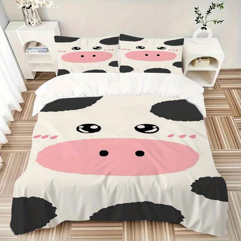 3pcs Animal-themed Cow Print Soft and Comfortable Breathability, Bedding Set, Machine Washable, Suitable for All Seasons200