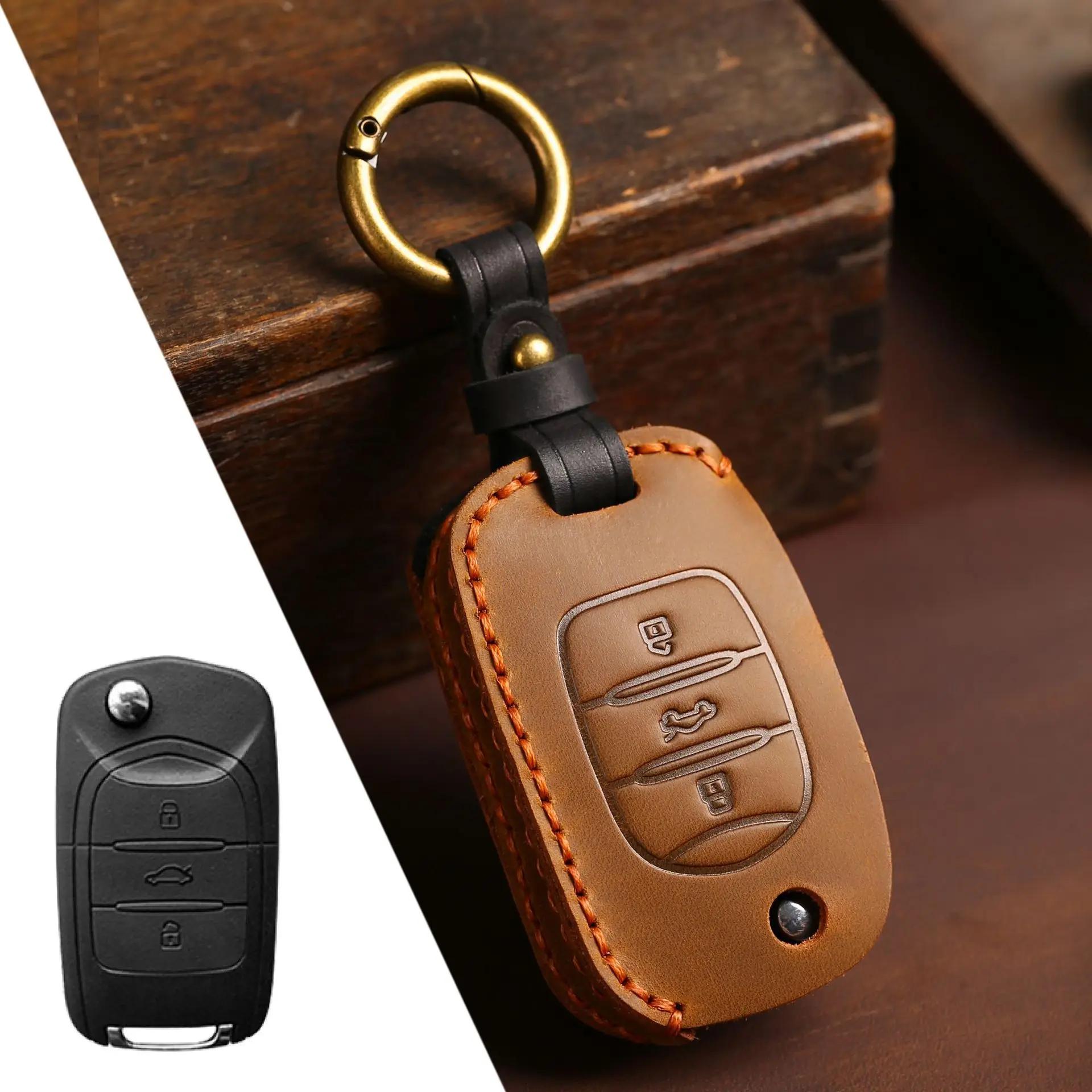 

Car Key Cover for Wuling Baojun 730 510 560 310 630 310W Hongguang Plus Mini Ev Capgemini S3 S1 Leather Vehicle Remote Case set коричневый
