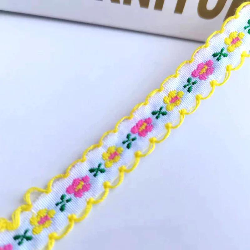1cm Wide 22yard Ethnic Embroidery Lace Trim Countryside Style Ethnic Woven Ribbon Decoration Small Floral Clothing Accessory