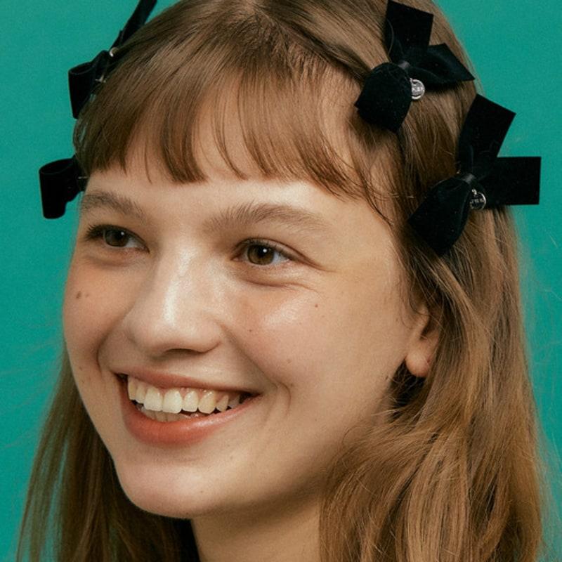 XPIER Bebe velvet Ribbon Hairpin[2set]