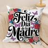 Feliz Dia MaMa Cushion Cover Short Plush Doublesided Print Square Throw Pillow Covers Sofa Home Cushion Decor