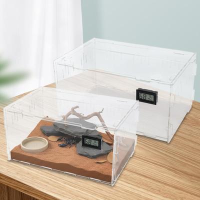 Reptil Terrarium Kläckningsbehållare Akryl Multifunktionell med Ventilationshål Kläckningslåda Isopod Terrarium Bur för Ödla Amfibier