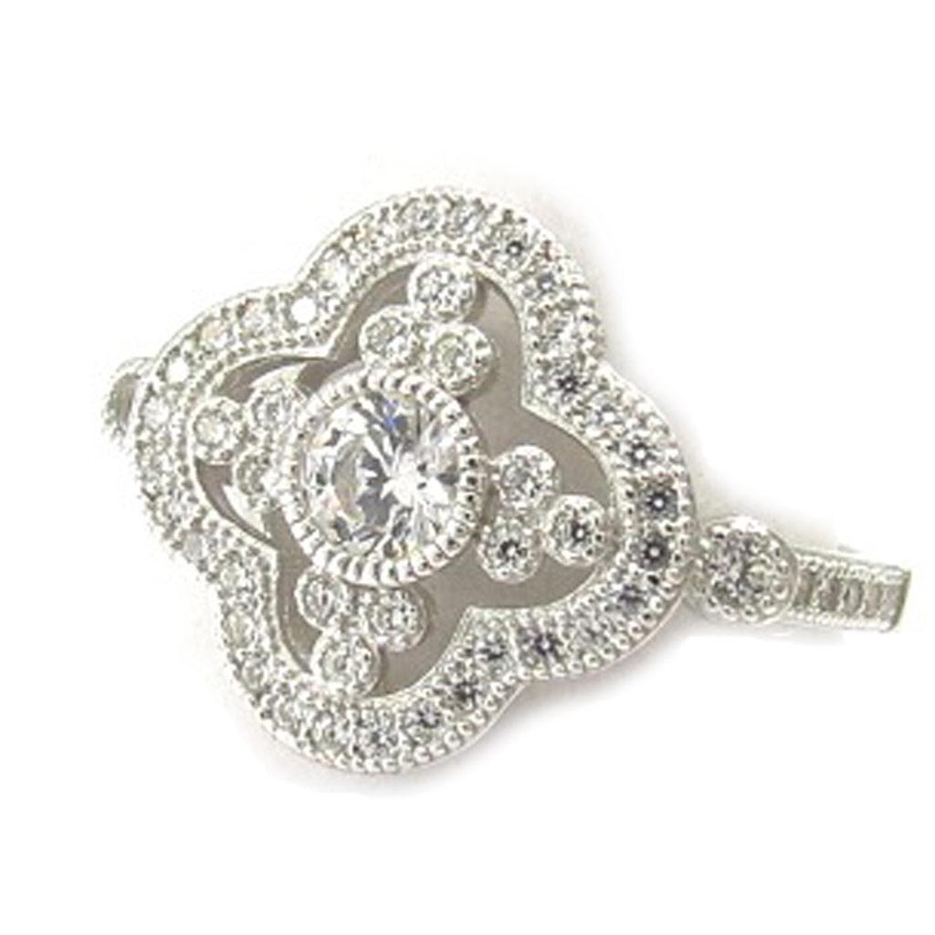 Silver Ring 'Sissi' White Silver (rhodium) - 15x15 Mm