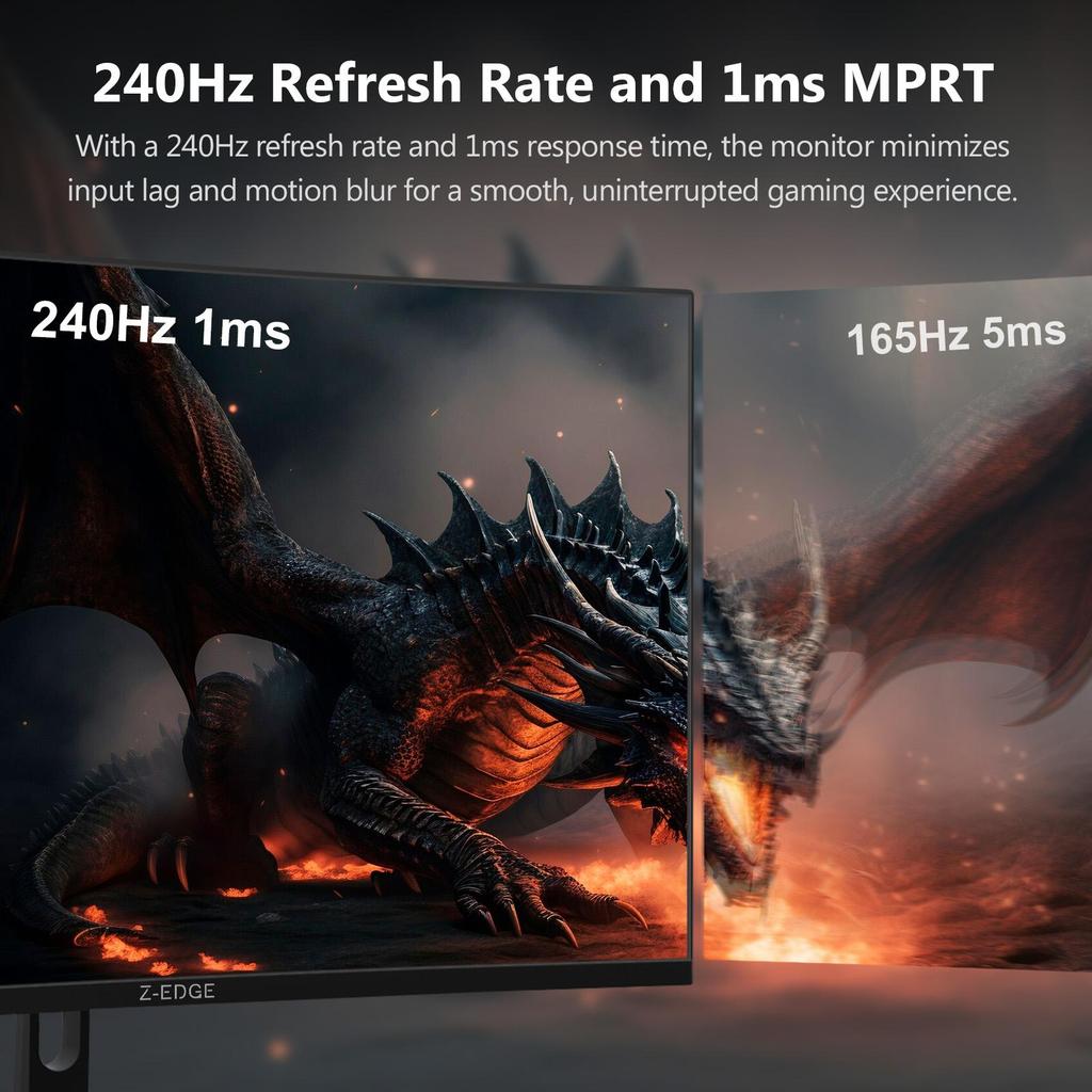 32 Inch Curved Gaming Monitor Z-EDGE HUG32P - 1500R Curved Screen - FHD 1920x1080P - 240Hz - MPRT 1ms - HDMI 2.0 & DisplayPort 1.4