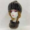 Winter Fur Hats and Scarf Set  for Women Soft Warm Elastic Rabbit Fur Sets