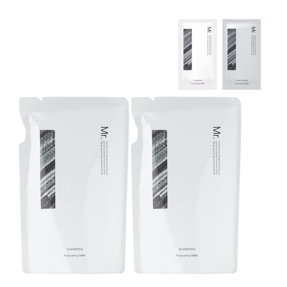 Mr. ORBIS (Orbis Mr.) Shampoo for Men, Refill (2-pack), with shampoo and conditioner samples.