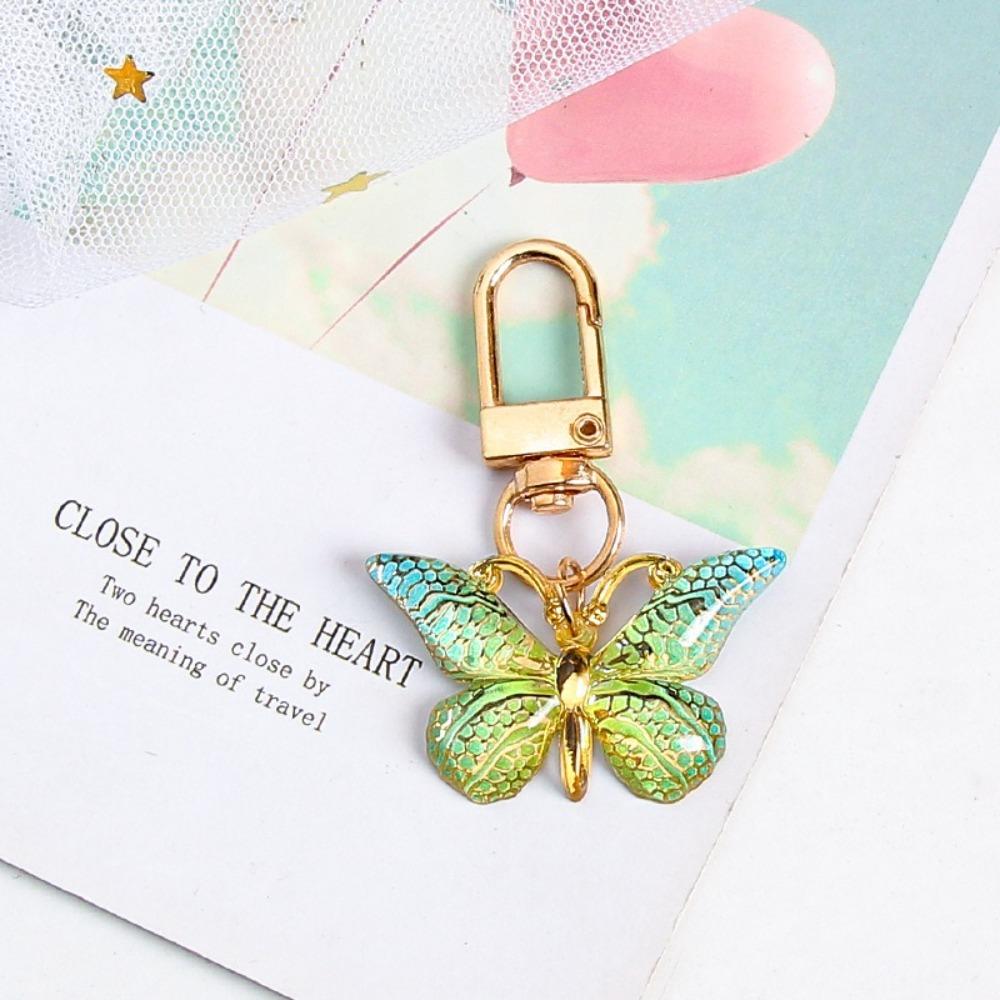 Fashion Exquisite Butterfly Keychain Crystal Butterfly Lobster Button Key Holder Accessories Handbag Pendant Party Decoration
