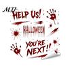 Temporary Party Wall Murals Halloween Horror Stickers, with Spooky Handprints Footprints Printed, Indoor Outdoor Decorations Self-adhesive Decals, for