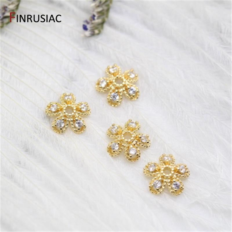 

Inlaid Zircon Rhinestone 8.4mm Flower Bead Caps For Jewelry Making, DIY Beads Jewelry Accessories Findings 2 Pieces