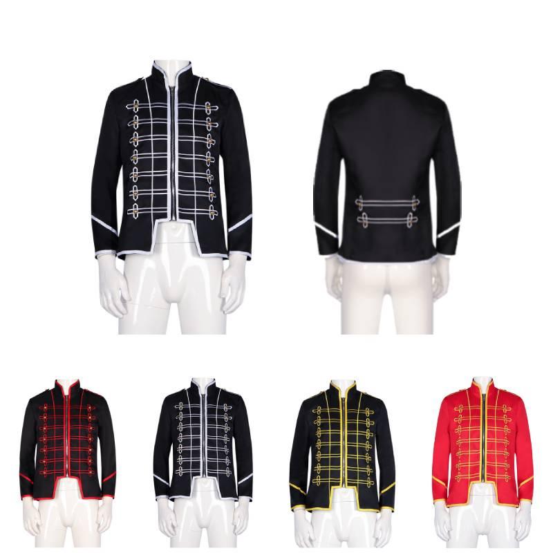 Sweet Dada Men's Medieval Palace Prince Steampunk Gothic Stand Collar Jacket