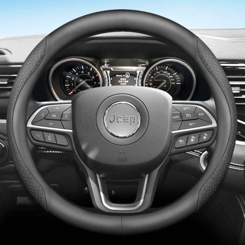 Leather Car Steering Wheel Cover for Jeep Grand Cherokee Wrangler Compass Avenger Renegade 2012 - 2023 2024 2025 Accessories