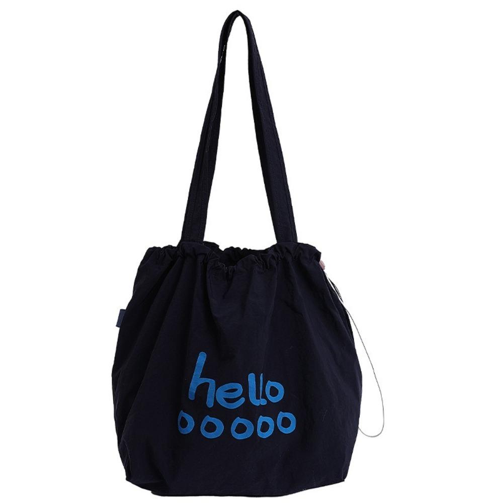 

Легкая сумка-мессенджер, нейлоновые сумки-тоут, корейские сумки на шнурке, для покупок чёрный