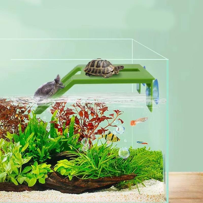 Large Turtles Dock Resting Basking Platform with Suction Cup Design Climb Ramps Habitat Decors for Turtles Enthusiasts