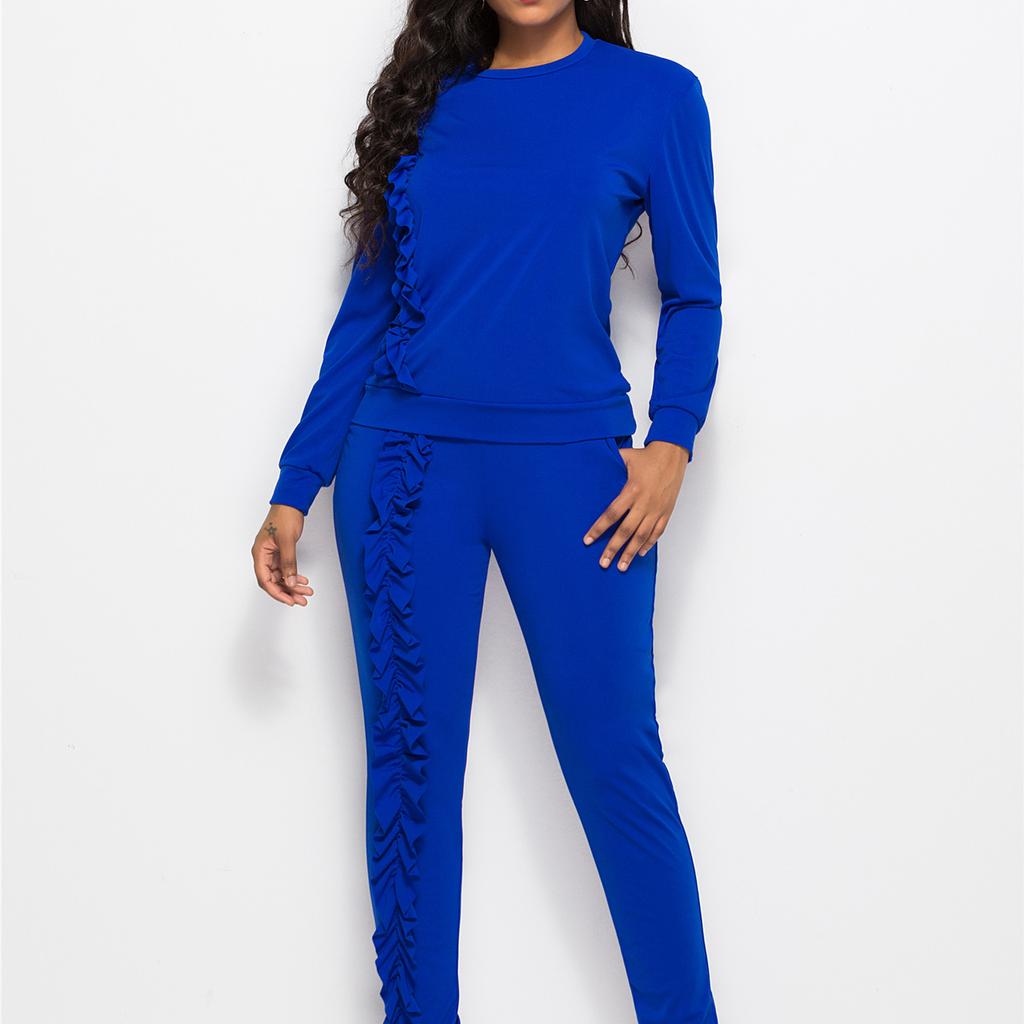 Buy Women's Fashion Ruffle Solid Color 