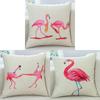Adorable New Ins Flamingo Cartoon Soft Linen Throw Pillow For Cozy Sofa Decor