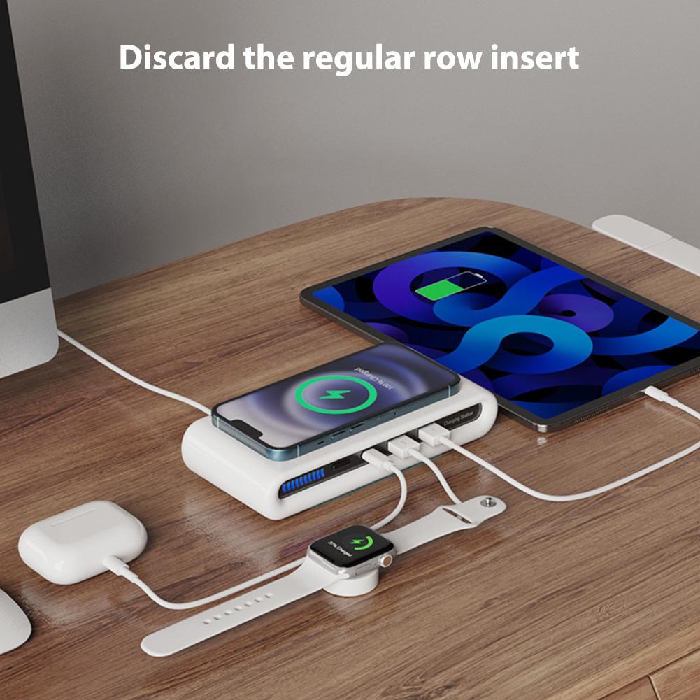 Cargador Rápido de 15W USB Tipo C Cargador de Escritorio para Teléfono con Luz LED Colorida Cargador Inalámbrico para Teléfono Magnético para iPhone Watch