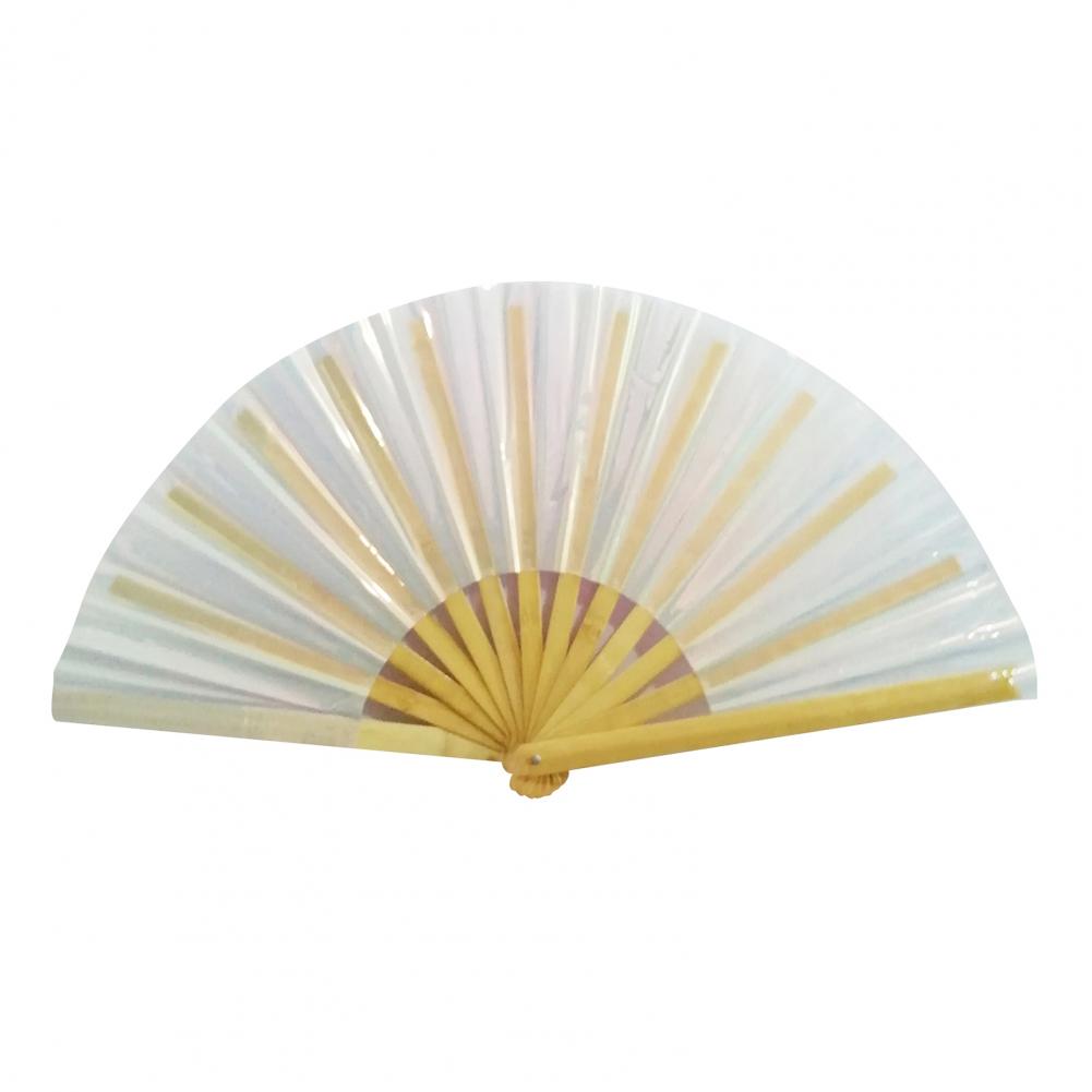 PVC Holographischer Faltfächer Irisierender Handfächer Sommerkühlfächer Dekoration Tanzaufführung Requisiten Pop Party Zubehör