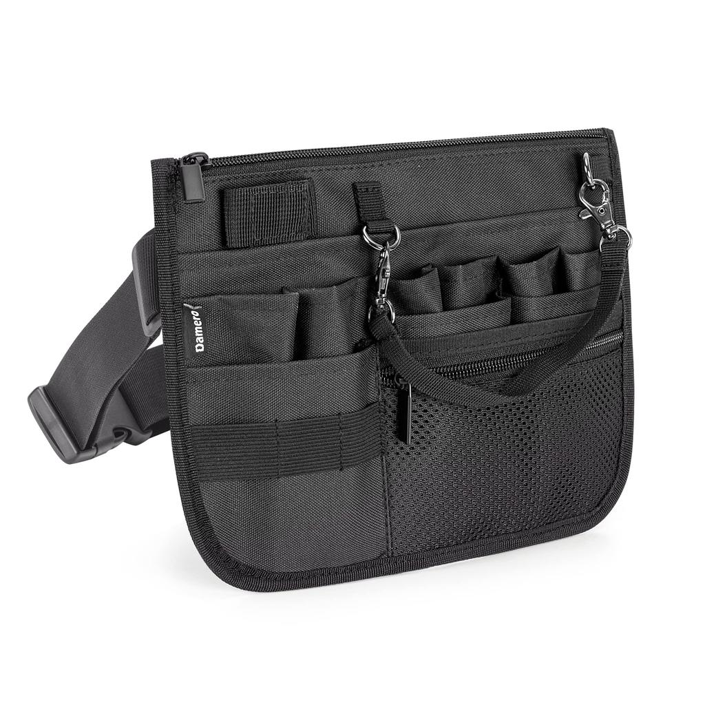 Damero Nurse Nurse Waist Bag with and Bandage Scissor Black Pouch, Tape, Stethoscope, Holders,