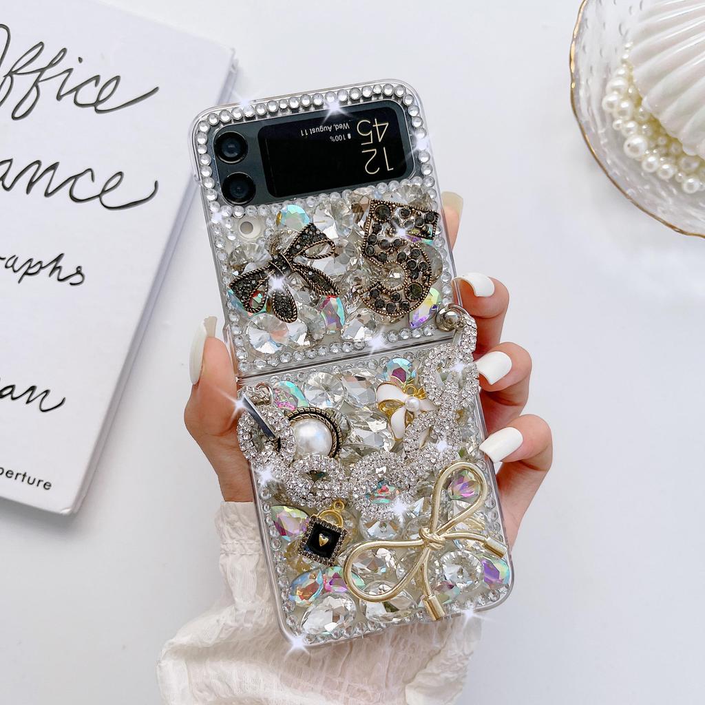 Bling Diamond Bracelet Chain Case For Samsung Z Flip 5 4 3 Z Fold 4 S23 S22 S21 Ultra A53 A33 A23 A13 A14 A24 A34 A54/iphone 15 14 13 Teddy Soft Cover