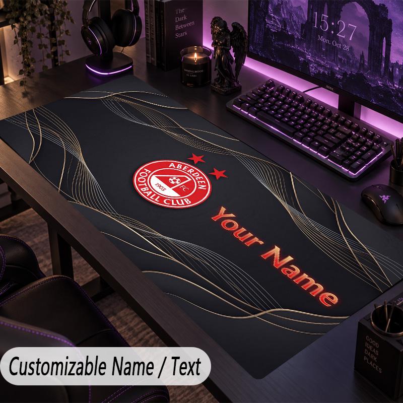 Custom Text Big Mousepad, Extended Desk Pad For Laptop Work GameAberdeen FC