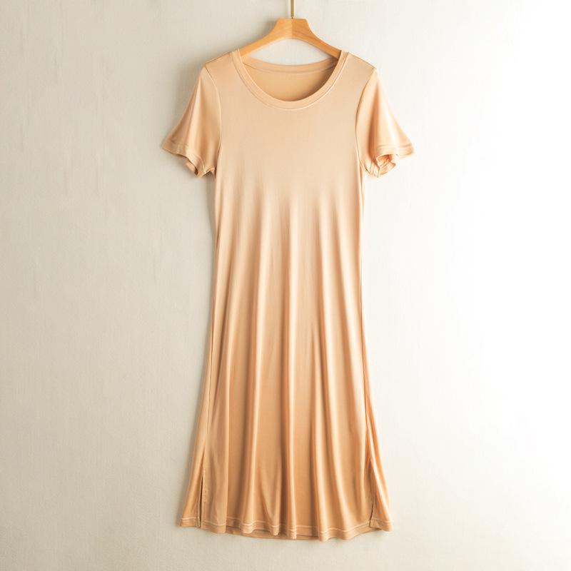 

Plus Size Mulberry Silk Mid-Length Dress - Elegant Flare Nightgown for Women XXXL