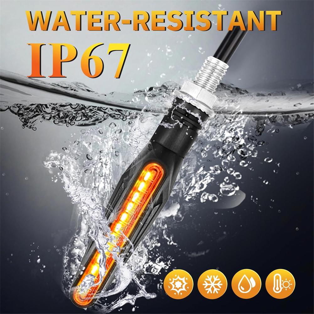 1 Pair Motorcycle Indicator Lights Flowing LED Turn Signal Lights Blinkers Brake Light Daytime Running Light Rear Front 12V for Motorbike Scooter