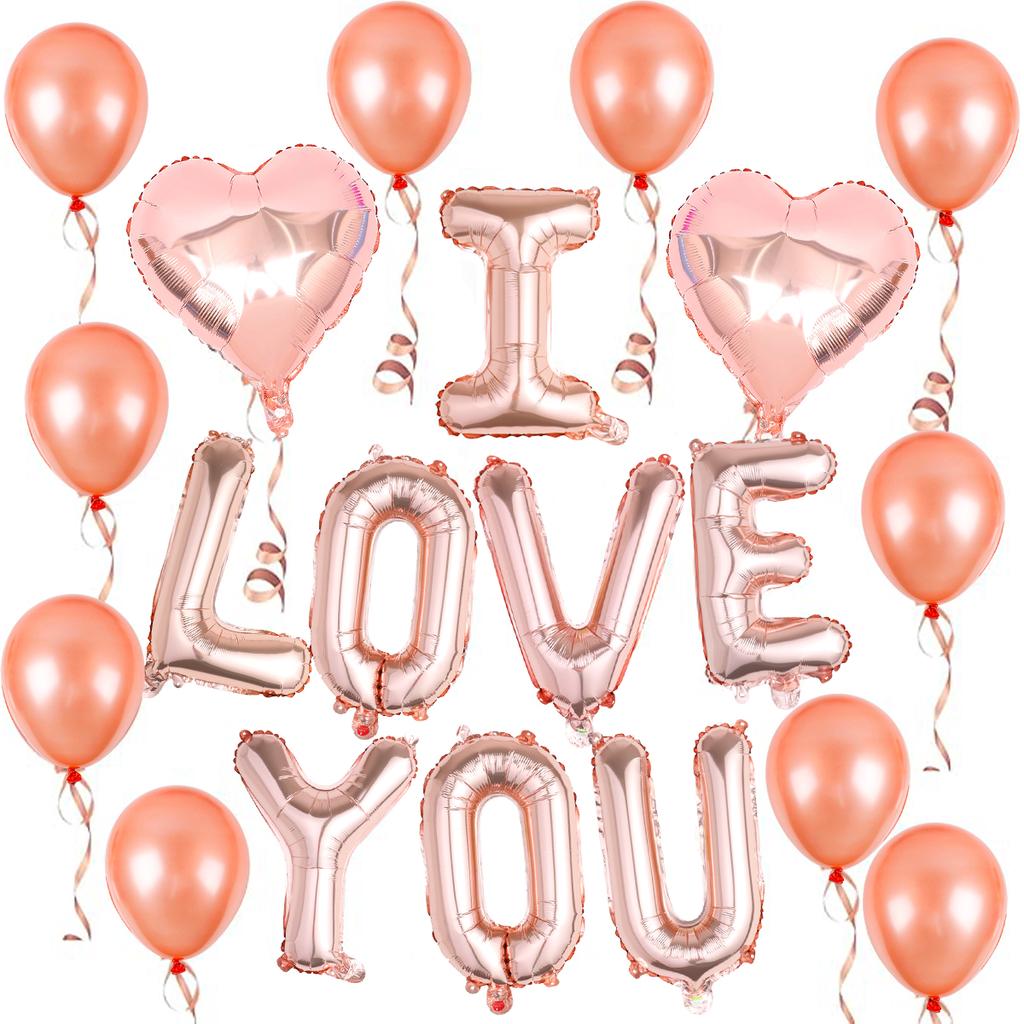 33pcs Valentine's Day balloon set, 16-inch I love you letter balloon, Valentine's Day party decoration, anniversary