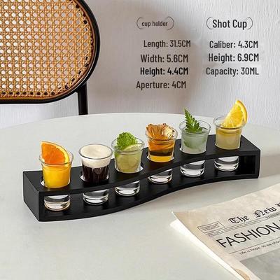 Whiskey Shot Glass Set with S-shape Holder